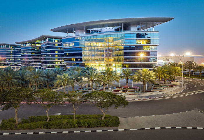 Dubai Airport Freezone at dusk